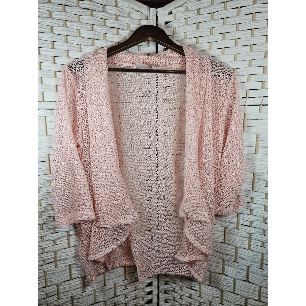 Chicos Women Mesh Sweatwr Sz 1 Pink